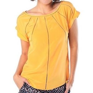 Trina Turk Yellow Soledad Silk Blouse Size S